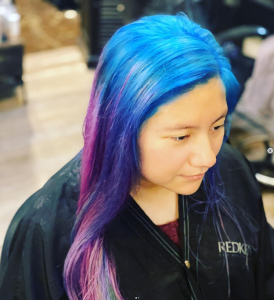 Blue and purple hair